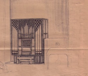1971 Sketch for proposed Flentrop Organ placement in Lotte Lehman